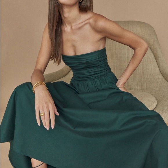 Reformation Lissa dress in forest green - Picture 2 of 6